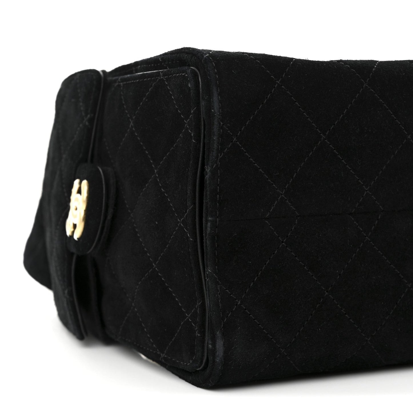 Suede Quilted Small Chanel 25 Handbag Black