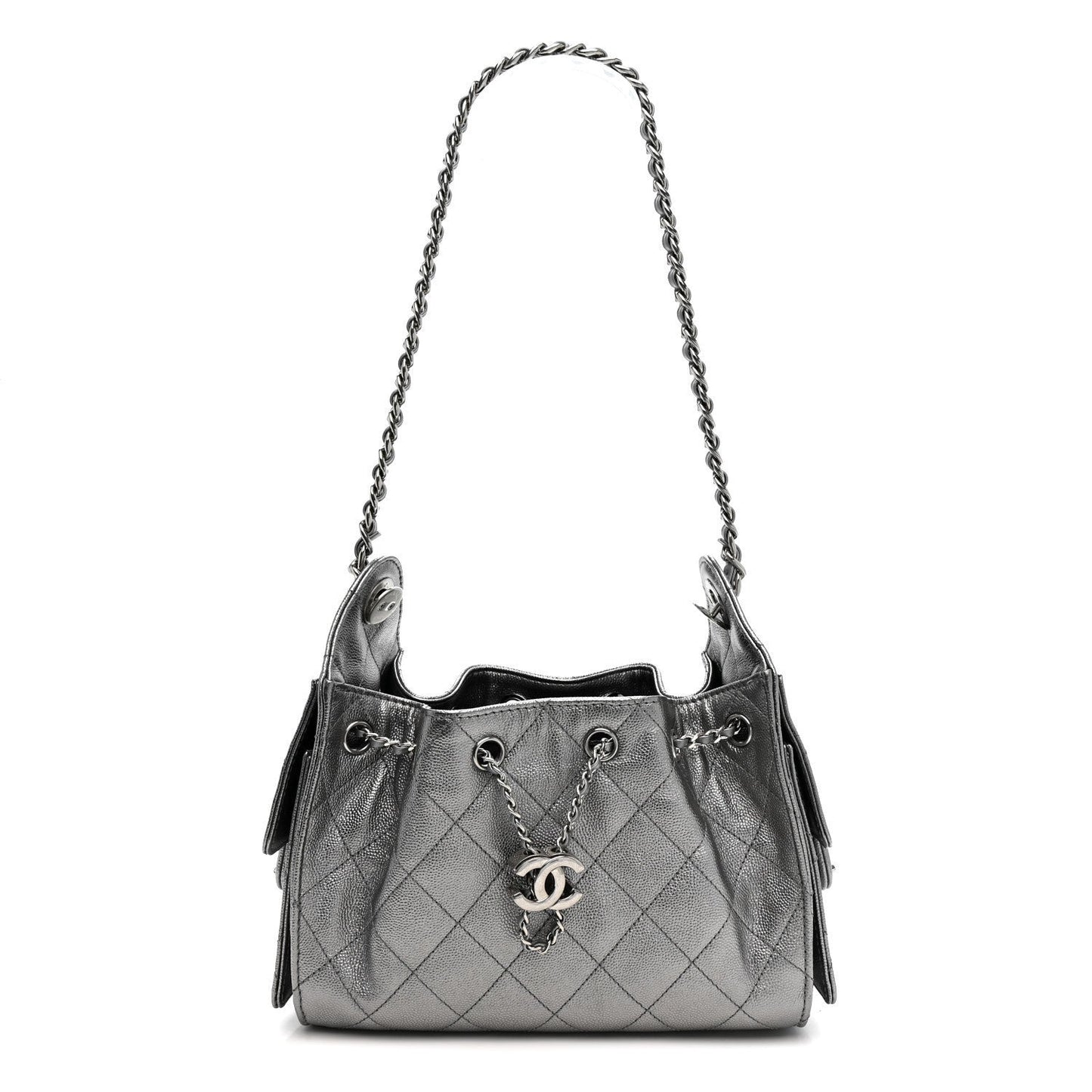 Metallic Caviar Quilted Mini Chanel 25 Handbag Anthracite